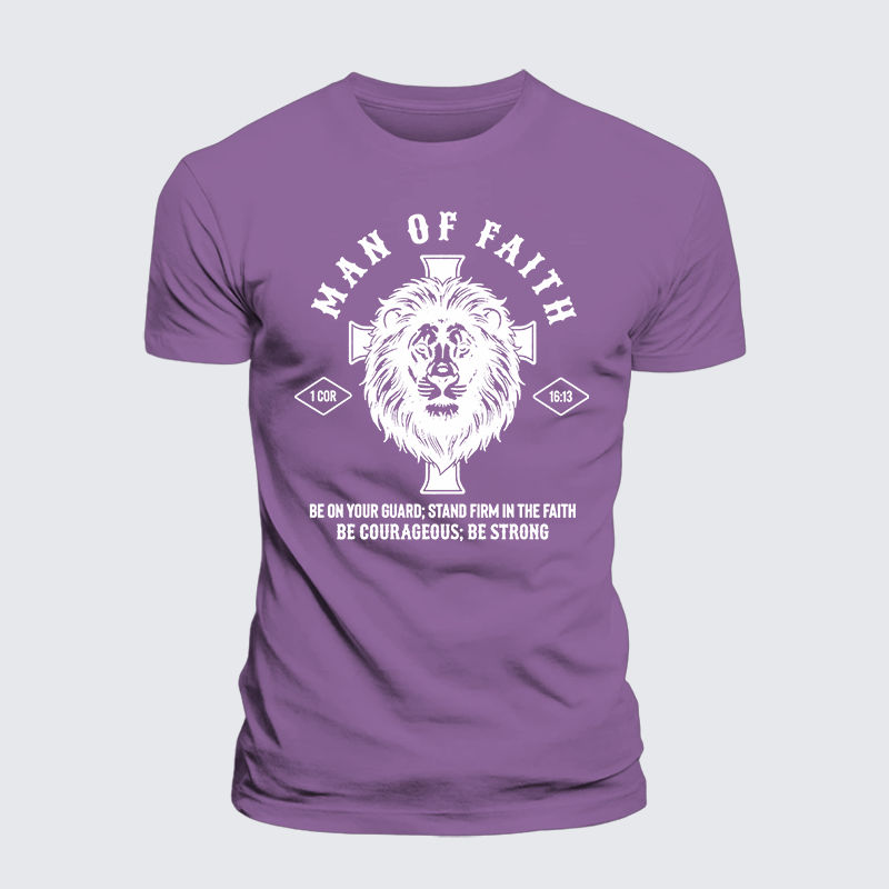 Man Of Faith Jesus God Christian Premium Mercerized Cotton Tee
