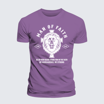 Man Of Faith Jesus God Christian Premium Mercerized Cotton Tee