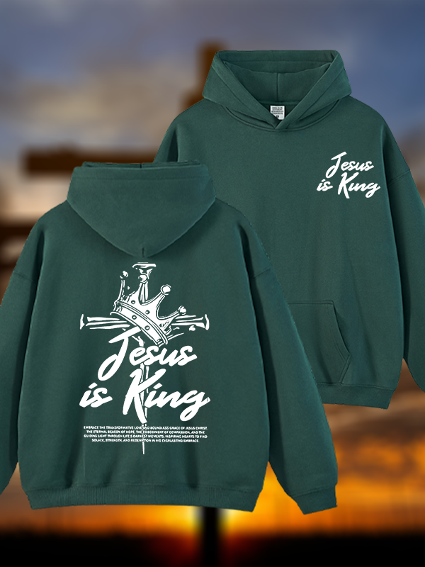 Jesus Is King Jesus God Christian Plush Fleece-Lined Hoodie