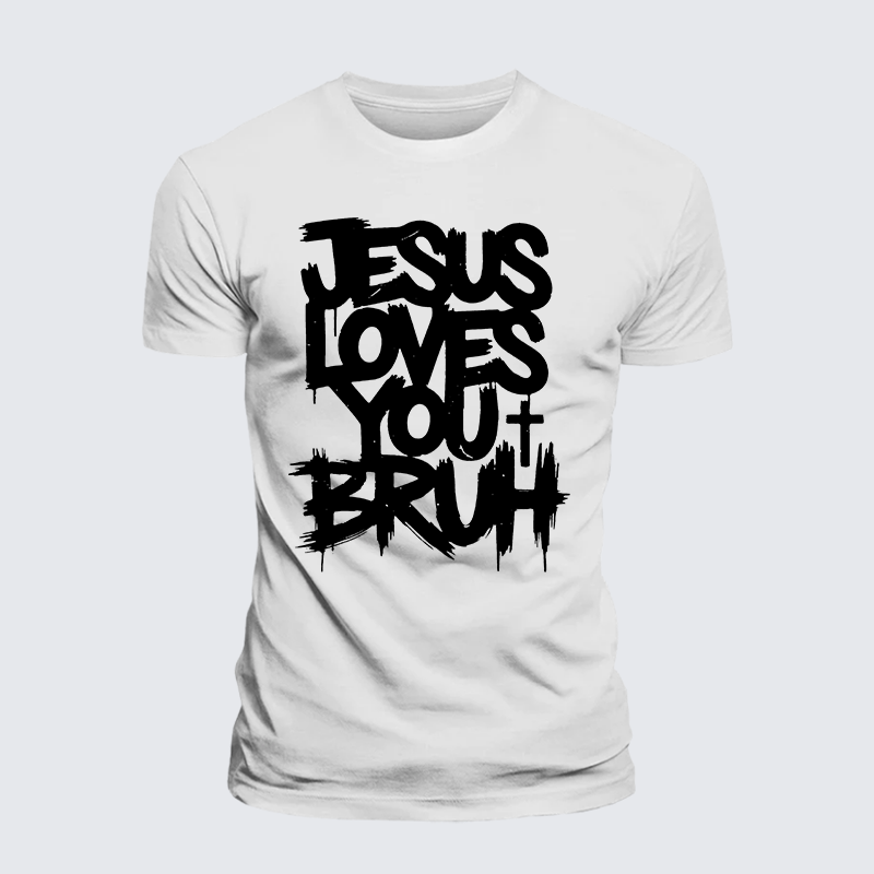 Jesus Loves You Bruh Jesus God Christian Premium Mercerized Cotton Tee