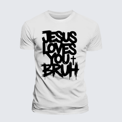 Jesus Loves You Bruh Jesus God Christian Premium Mercerized Cotton Tee
