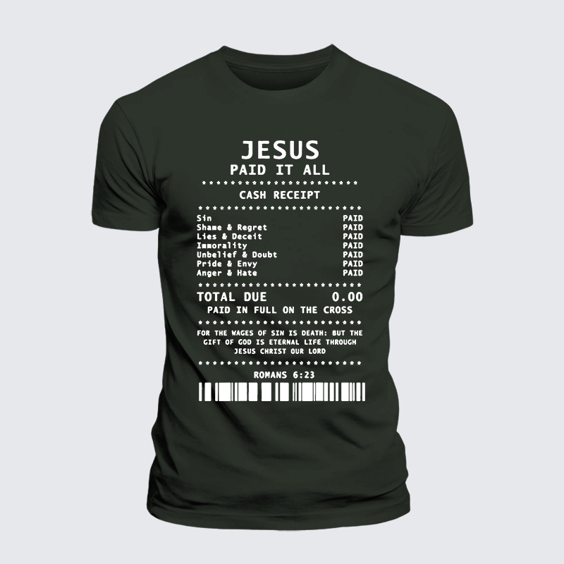 Jesus Paid It All Jesus God Christian Premium Mercerized Cotton Tee