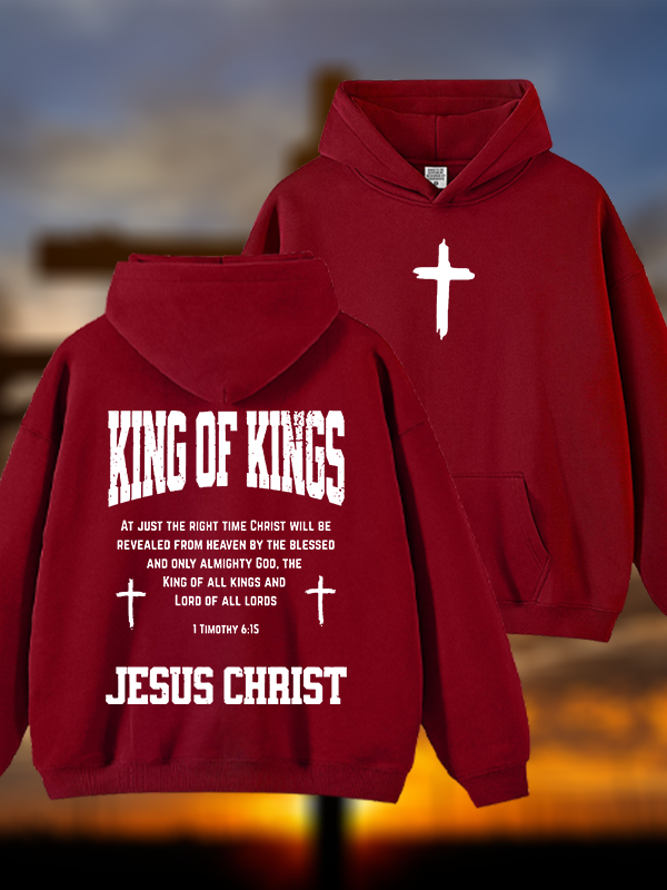 King Of Kings Jesus God Christian Plush Fleece-Lined Hoodie