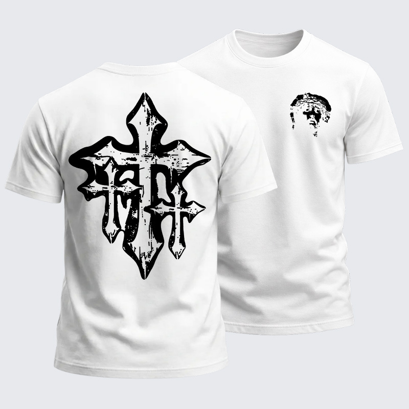 Heavyweight Cotton Tee - Christian Faith Jesus and Cross