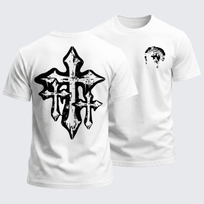 Heavyweight Cotton Tee - Christian Faith Jesus and Cross