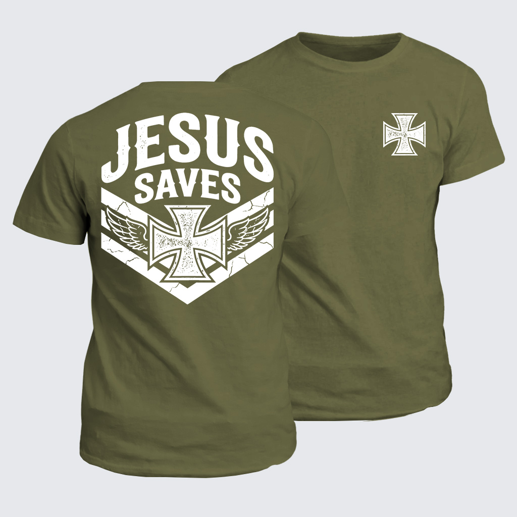 Jesus Saves Jesus God Christian Cotton T-Shirt