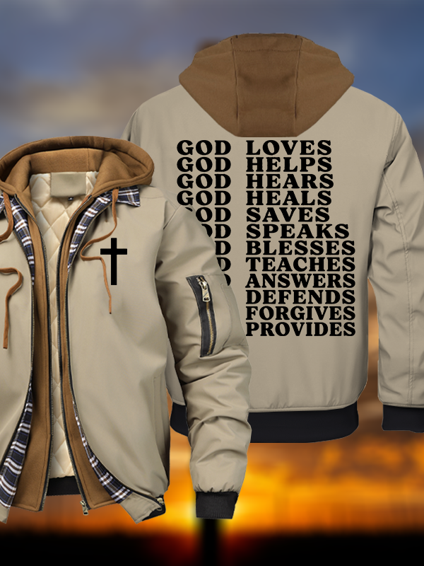 God Loves Warm Hooded Bomber Jacket