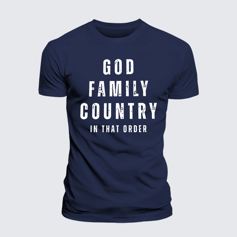 God Family Country In That Order Jesus God Christian Premium Mercerized Cotton Tee