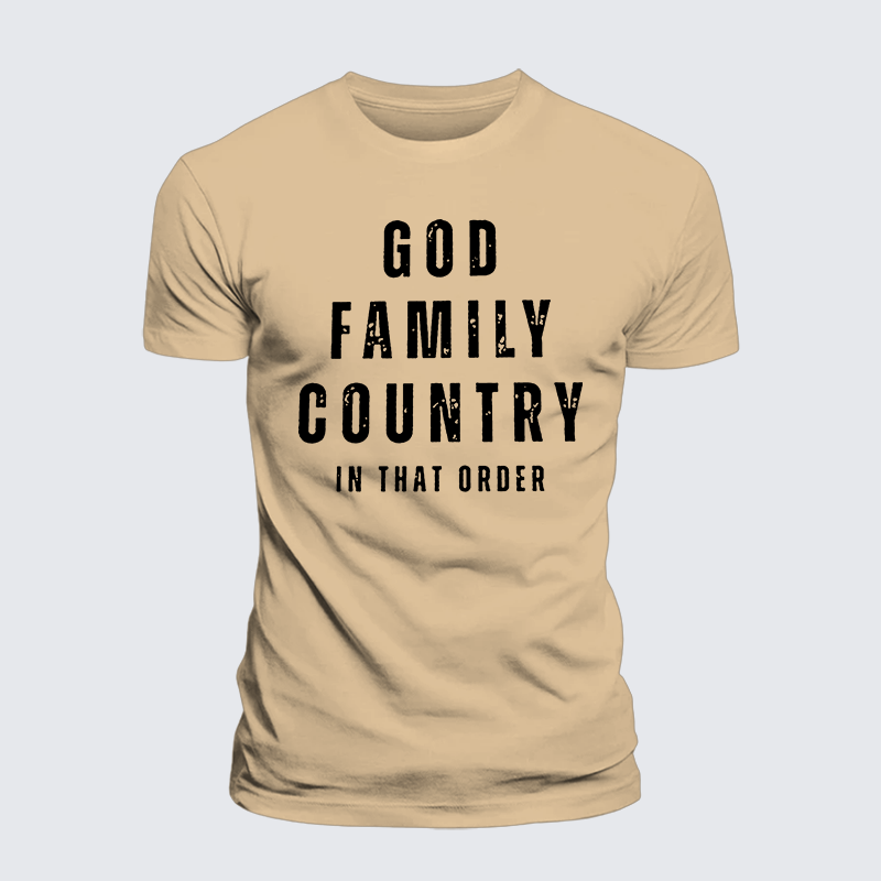 God Family Country In That Order Jesus God Christian Premium Mercerized Cotton Tee