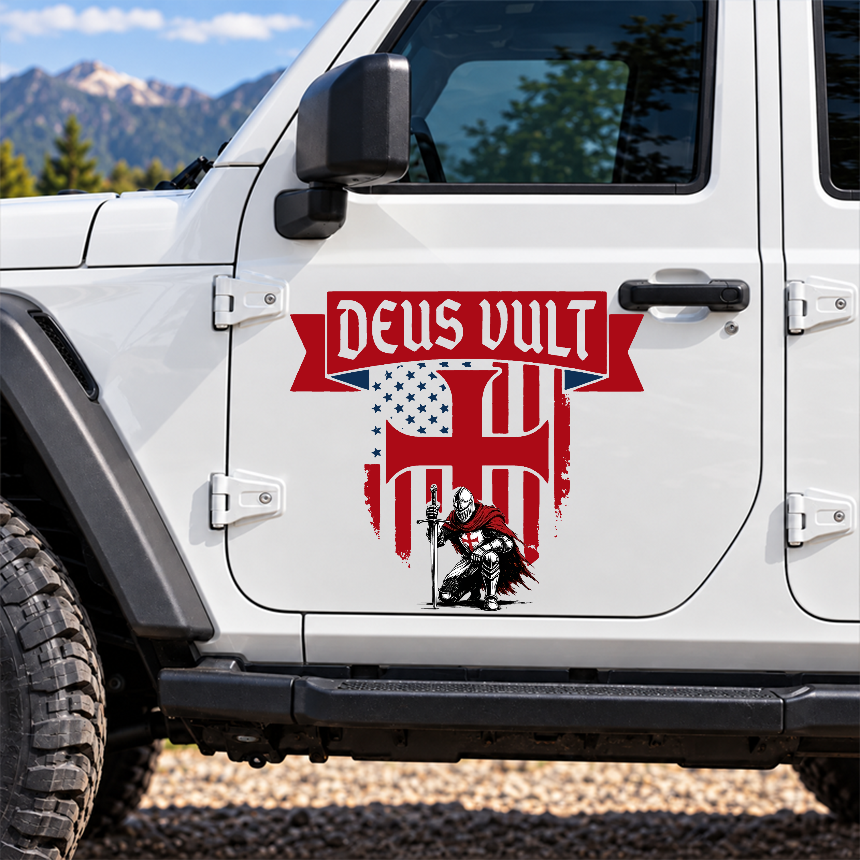 Car & Truck Vinyl Decals - Templar Knight Crusader Deus Vult