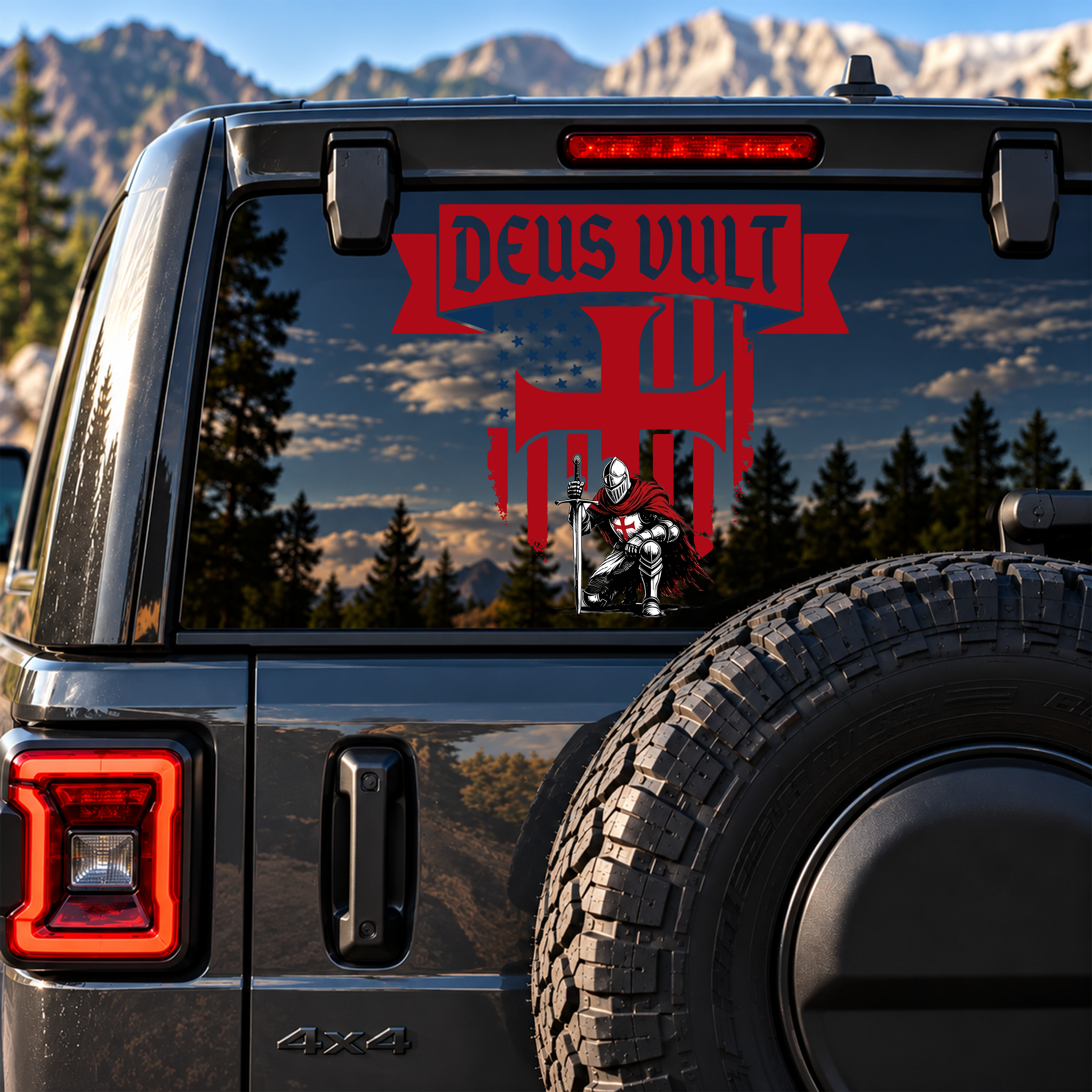 Car & Truck Vinyl Decals - Templar Knight Crusader Deus Vult