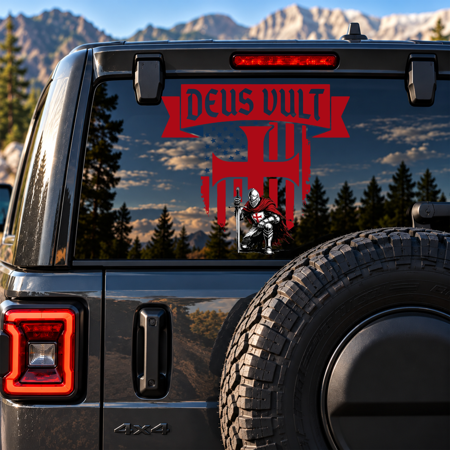 Car & Truck Vinyl Decals - Templar Knight Crusader Deus Vult