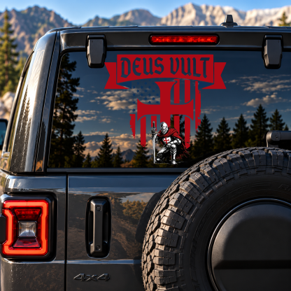 Car & Truck Vinyl Decals - Templar Knight Crusader Deus Vult