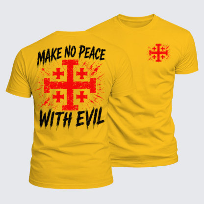 Luxe Mercerized Cotton Tee - Make No Peace with Evil  Jerusalem Cross