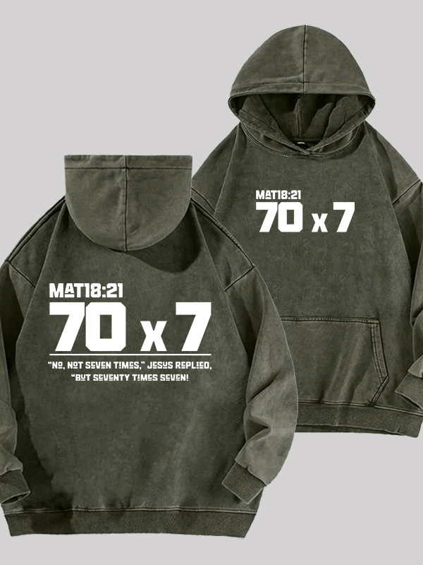 Matthew 18:21 Jesus God Christian Washed Hoodie