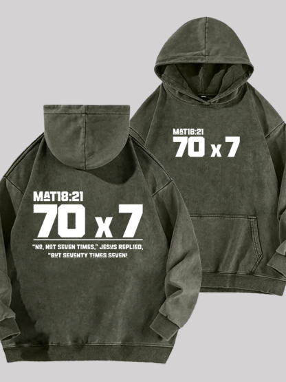 Matthew 18:21 Jesus God Christian Washed Hoodie