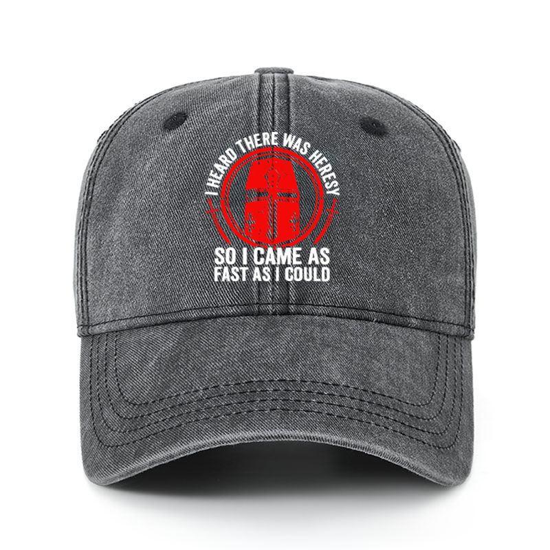 Heritage Washed Cap - I Heard There Was Heresy. So I Came As Fast As I Could Crusader Joke - Black (front)