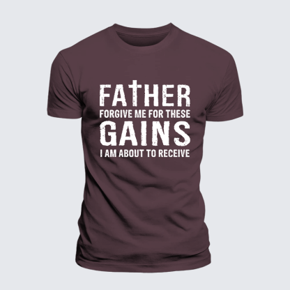 Father Forgive Me for These Gains Jesus God Christian Premium Mercerized Cotton Tee