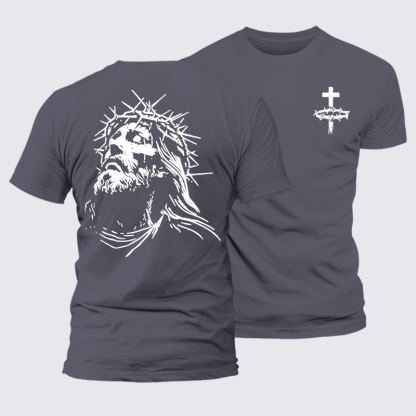 Vintage Crown of Thorns  Jesus God Christian Premium Mercerized Cotton Tee