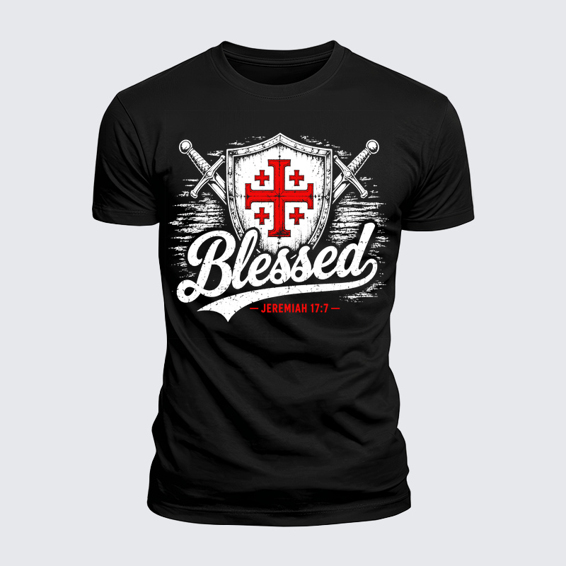 [Copy]Luxe Mercerized Cotton Tee - Blessed Jerusalem Cross Jeremiah 17:7