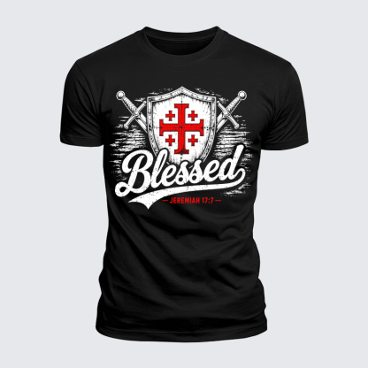 [Copy]Luxe Mercerized Cotton Tee - Blessed Jerusalem Cross Jeremiah 17:7