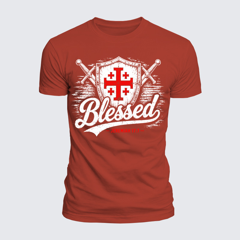 [Copy]Luxe Mercerized Cotton Tee - Blessed Jerusalem Cross Jeremiah 17:7