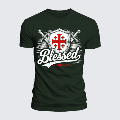 [Copy]Luxe Mercerized Cotton Tee - Blessed Jerusalem Cross Jeremiah 17:7