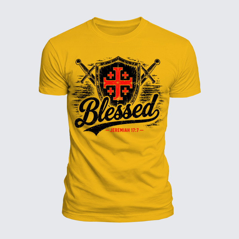[Copy]Luxe Mercerized Cotton Tee - Blessed Jerusalem Cross Jeremiah 17:7