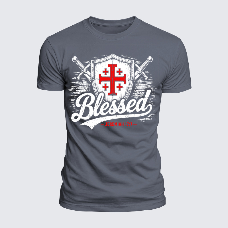 [Copy]Luxe Mercerized Cotton Tee - Blessed Jerusalem Cross Jeremiah 17:7