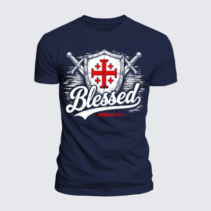[Copy]Luxe Mercerized Cotton Tee - Blessed Jerusalem Cross Jeremiah 17:7