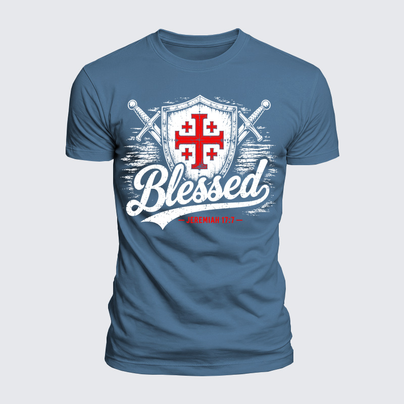 [Copy]Luxe Mercerized Cotton Tee - Blessed Jerusalem Cross Jeremiah 17:7