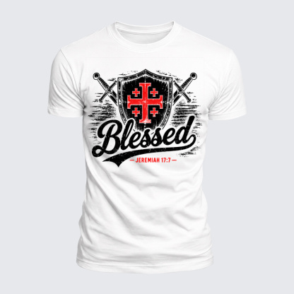 [Copy]Luxe Mercerized Cotton Tee - Blessed Jerusalem Cross Jeremiah 17:7