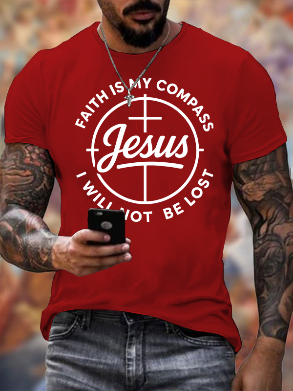 Faith Is My Compass Jesus God Christian Cotton T-Shirt