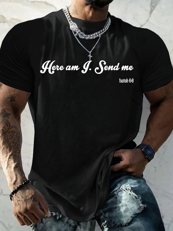 Isaiah 6:8 Jesus God Christian Cotton T-Shirt