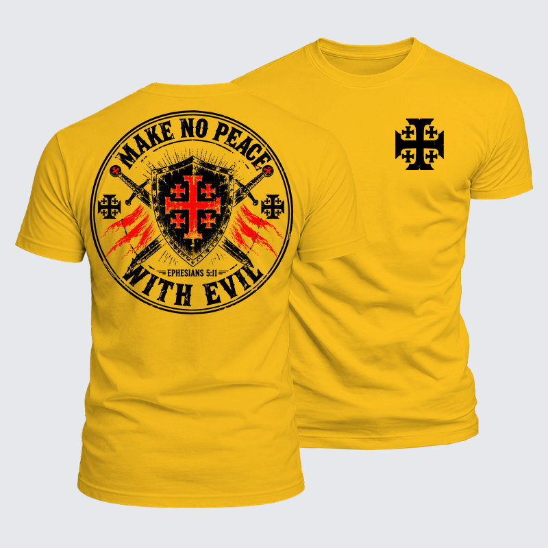 Luxe Mercerized Cotton Tee - Make No Peace with Evil Knight Templar Jerusalem Cross