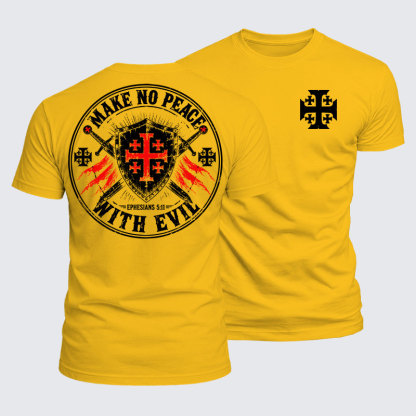 Luxe Mercerized Cotton Tee - Make No Peace with Evil Knight Templar Jerusalem Cross