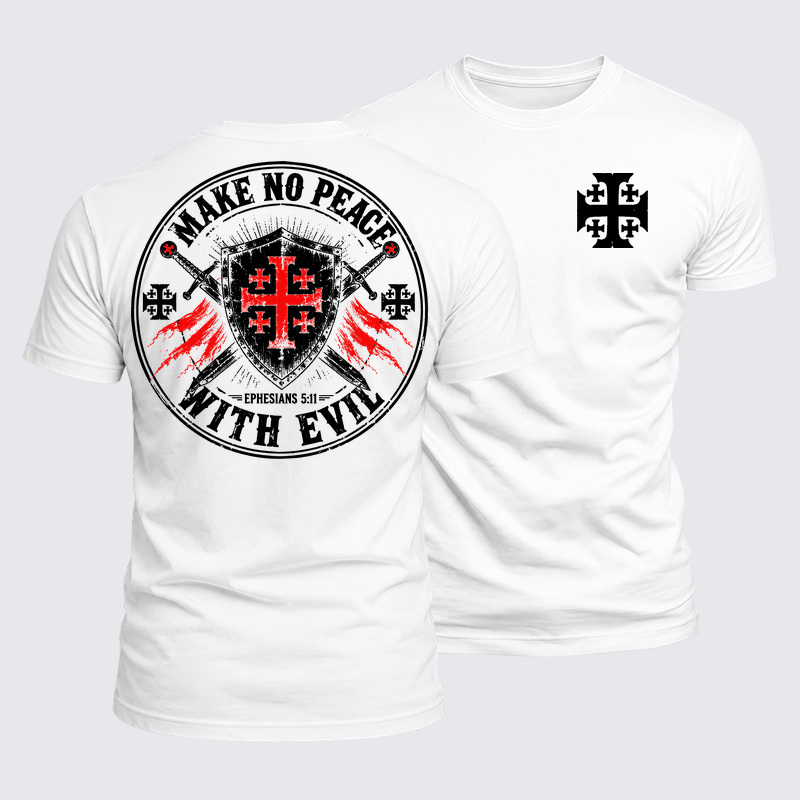 Luxe Mercerized Cotton Tee - Make No Peace with Evil Knight Templar Jerusalem Cross