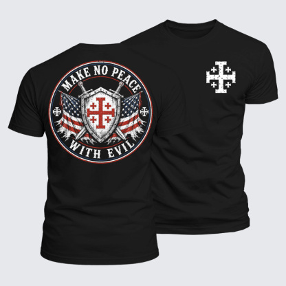 Luxe Mercerized Cotton Tee - Make No Peace with Evil Knight Templar Jerusalem Cross