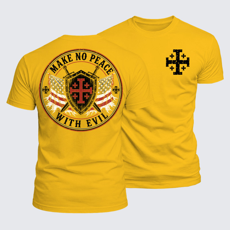 Luxe Mercerized Cotton Tee - Make No Peace with Evil Knight Templar Jerusalem Cross