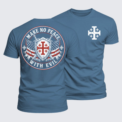 Luxe Mercerized Cotton Tee - Make No Peace with Evil Knight Templar Jerusalem Cross