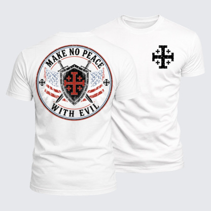 Luxe Mercerized Cotton Tee - Make No Peace with Evil Knight Templar Jerusalem Cross