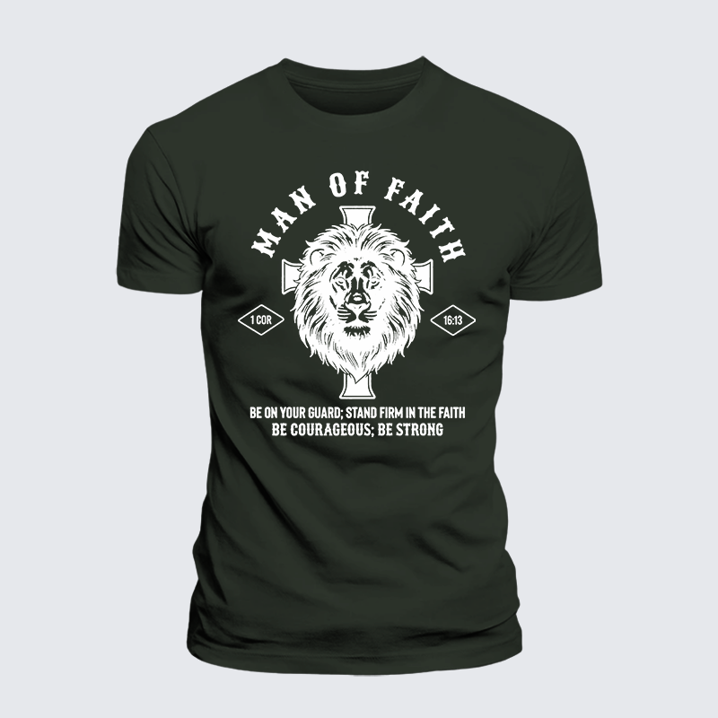 Man Of Faith Jesus God Christian Premium Mercerized Cotton Tee