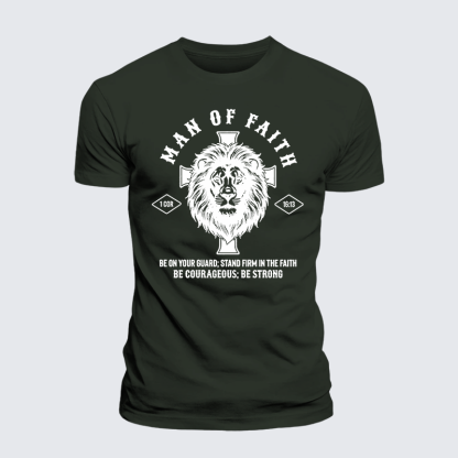 Man Of Faith Jesus God Christian Premium Mercerized Cotton Tee