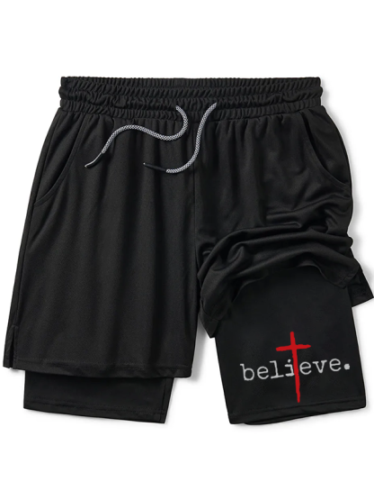 Red Cross Believe Christian Performance Shorts