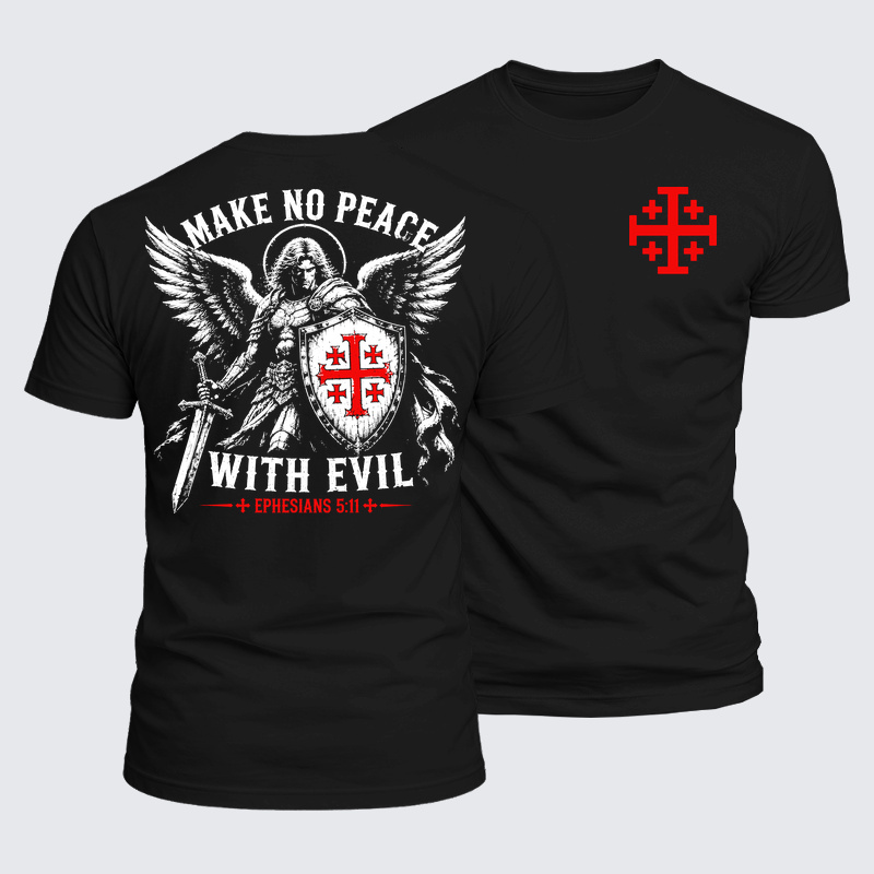 Luxe Mercerized Cotton Tee - Make No Peace with Evil Knight Templar Jerusalem Cross