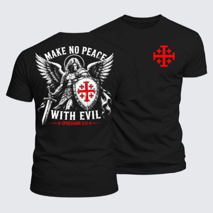 Luxe Mercerized Cotton Tee - Make No Peace with Evil Knight Templar Jerusalem Cross