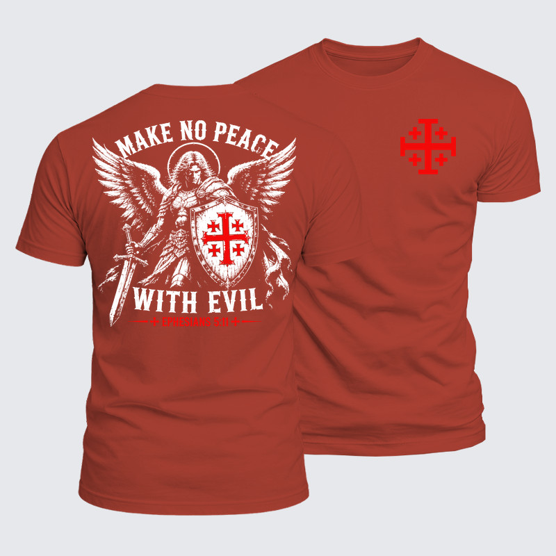 Luxe Mercerized Cotton Tee - Make No Peace with Evil Knight Templar Jerusalem Cross
