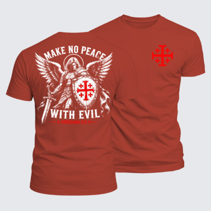Luxe Mercerized Cotton Tee - Make No Peace with Evil Knight Templar Jerusalem Cross