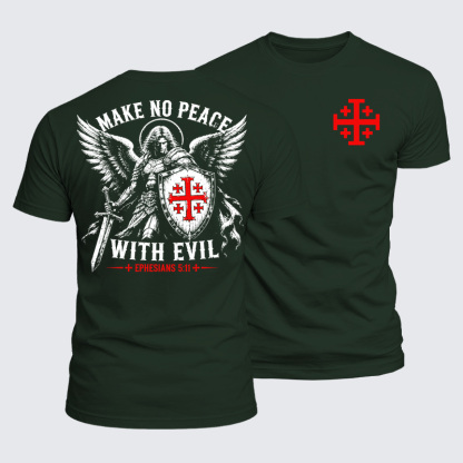 Luxe Mercerized Cotton Tee - Make No Peace with Evil Knight Templar Jerusalem Cross