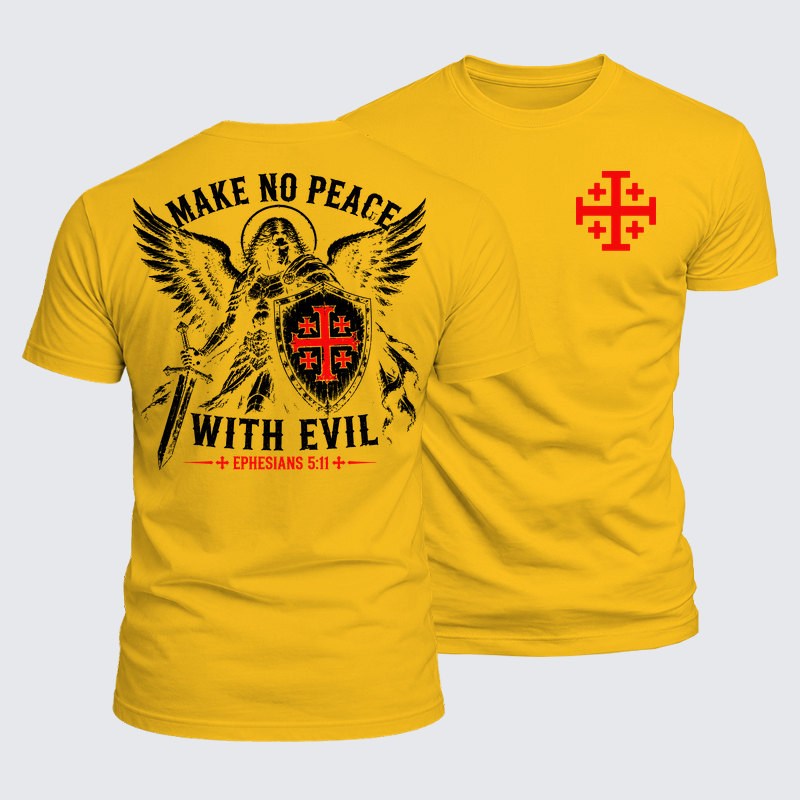 Luxe Mercerized Cotton Tee - Make No Peace with Evil Knight Templar Jerusalem Cross